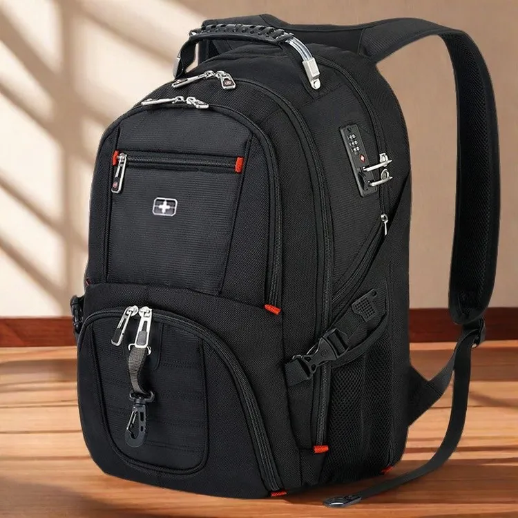 瑞士军刀背包时尚书包出差防盗密码锁防水休闲旅行包大容量双肩包