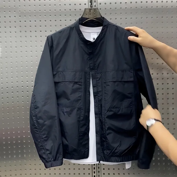 春季新款潮流时尚宽松上衣日系纯色简约工装夹克男士百搭休闲外套