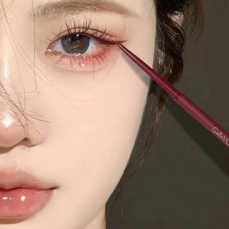 推荐极细眼线胶笔粉色眼线防水不晕染持久不脱色彩妆红色