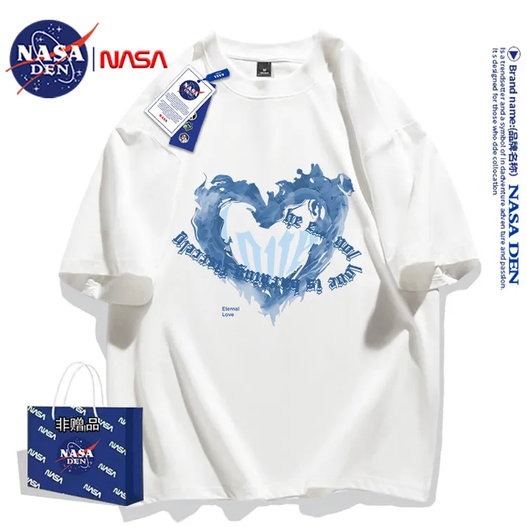  NASA联名纯棉男女新款重磅卡通印花t恤2024夏季短袖百搭上衣体恤