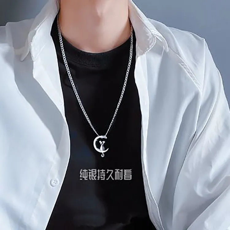 坠链均足银 999纯银男吊坠项链12生肖简约时尚小众纯银百搭耐看潮