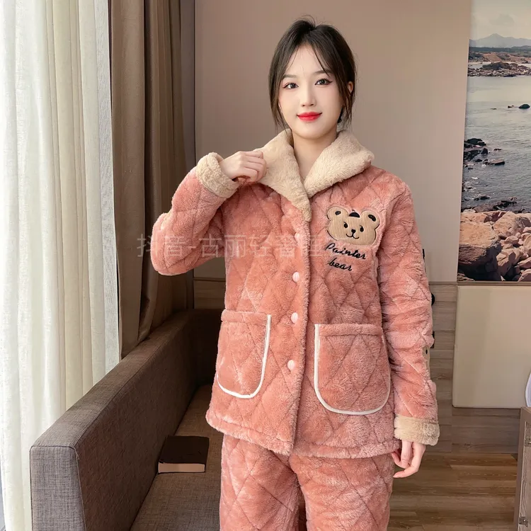 【直播同价】三层加厚零下保暖抗寒可外穿家居套装三层加厚加绒