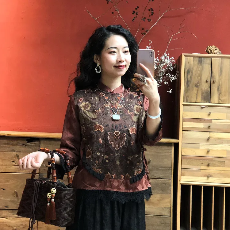 【羊在在】国风民族风2023新中式复古重工刺绣小衫上衣SY709