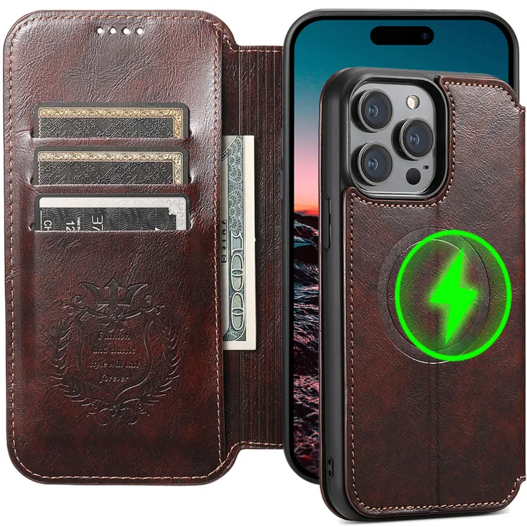 磁吸充电翻盖保护皮套苹果16/14promax高档商务iphone15/12手机壳
