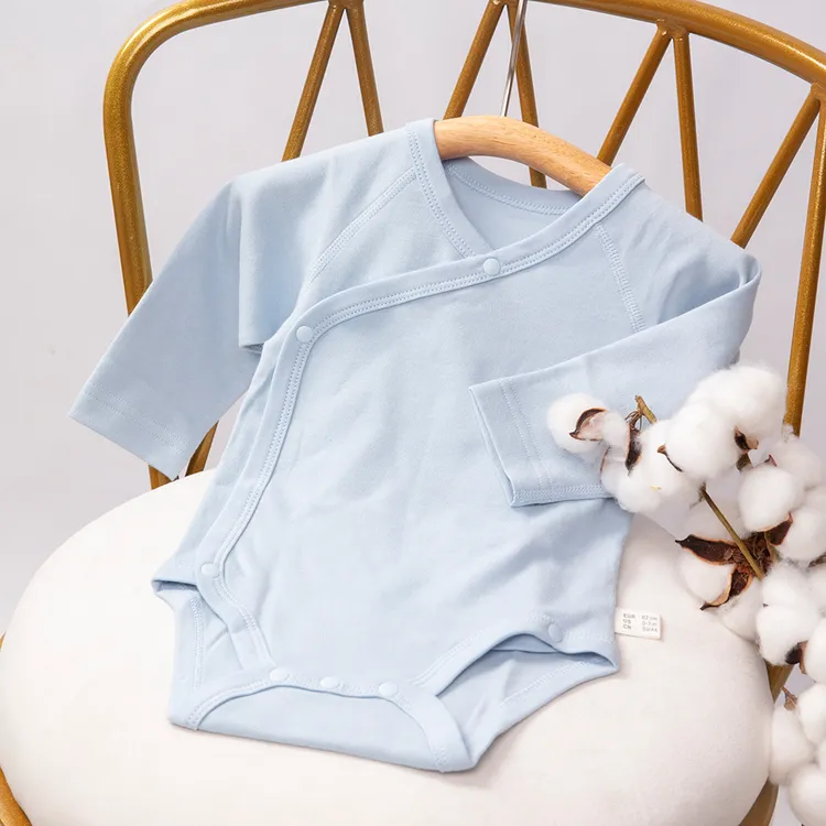 新款新生婴儿包屁衣四季款长袖护肚长袖衣服初生宝宝纯棉偏襟哈衣