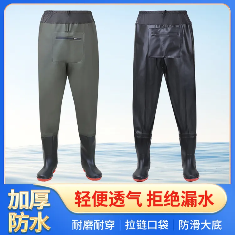专用专业下水加厚超轻防水雨钓鱼下半身连体耐磨抓鱼水下水裤男款