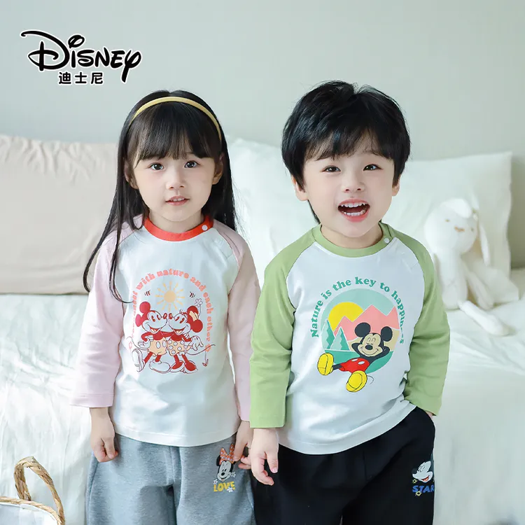 Disney/迪士尼儿童T恤宝宝上衣春秋男童长袖打底衫秋装女童洋气
