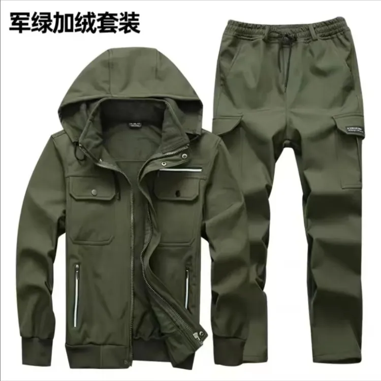 秋冬加绒6534户外防水防寒加厚加绒耐磨套装男女同款