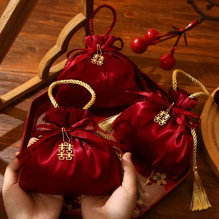 新款喜糖袋子结婚专用婚礼婚宴糖果袋伴手礼喜糖盒子装烟装糖喜袋