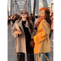 应小姐【唐顿大衣】微胖大码韩版显瘦复古休闲风百搭羊毛双面呢大衣