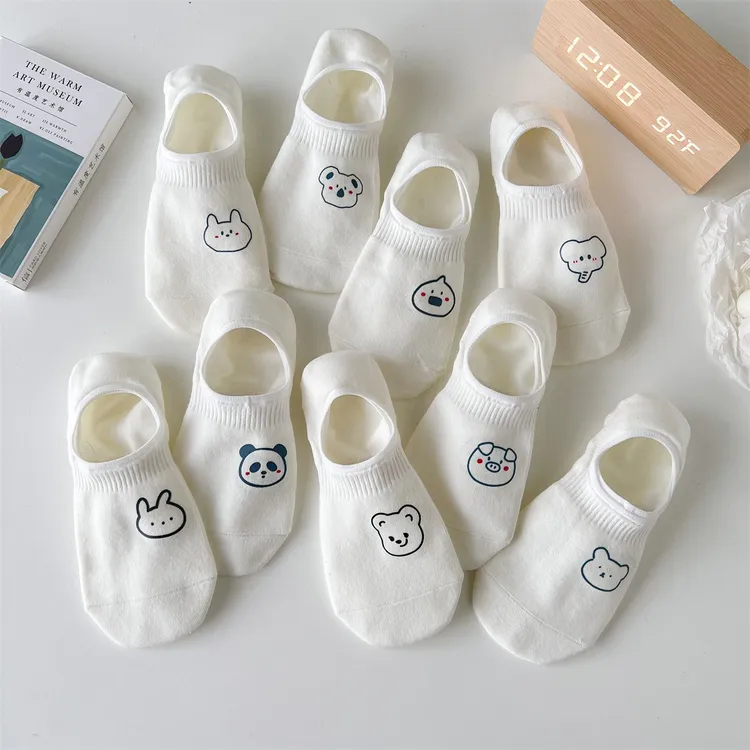 小白袜女士透气薄款吸汗纯色防臭浅口船袜防滑白色短袜ins夏季