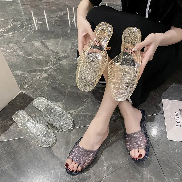 浴室防臭卫生间防滑耐脏学生宿舍夏季软底不臭脚轻便水晶拖鞋女