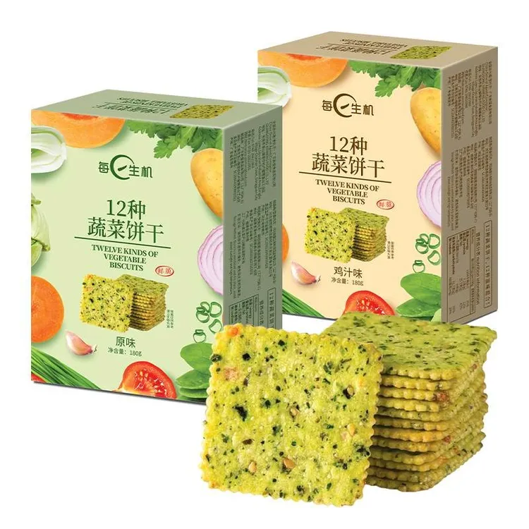 每日生机12种蔬菜苏打饼干鸡汁原味鲜薄脆餐网红小吃休闲零食180g