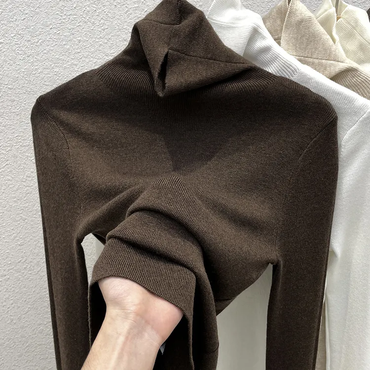 高领羊毛新中式针织衫内搭打底衫毛衣女秋冬2025新款加厚修身上衣