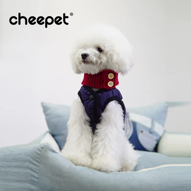 【陈俊凯专属】cheepet/趣派狗狗猫咪纽扣围脖保暖冬季配饰泰迪马尔济斯比能搭配