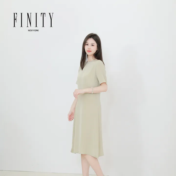 FINITY菲妮迪夏季气质显瘦百搭连衣裙设计感中长款裙子F21W5E32L3