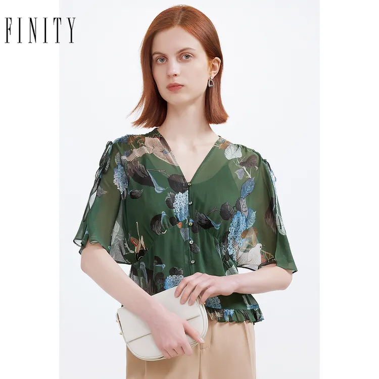 【小水专属】FINITY 真丝桑蚕丝衬衫轻奢大牌短袖衬衣 F20UCT129T
