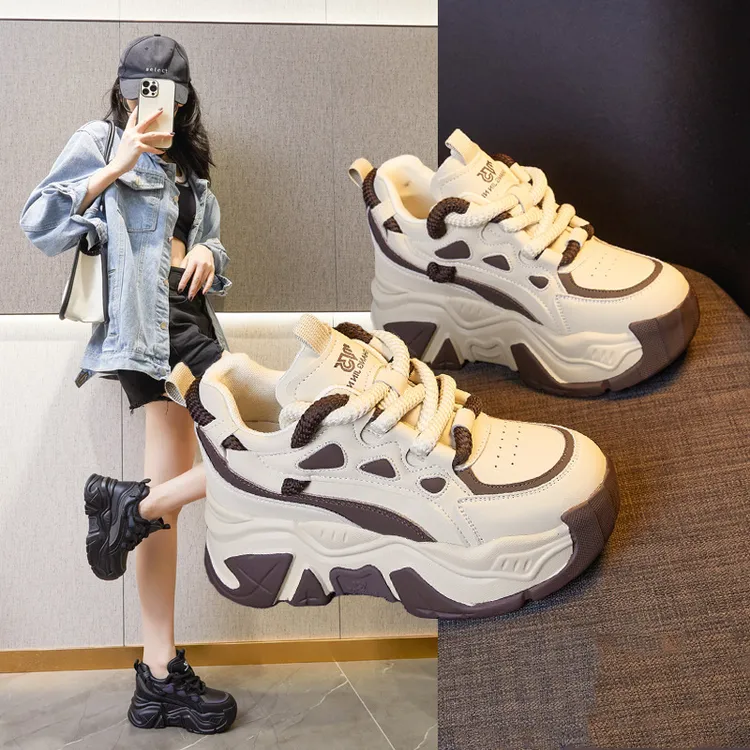 8厘米厚底增高网红老爹鞋2025新款百搭运动鞋女鞋子冬季厚底舒服