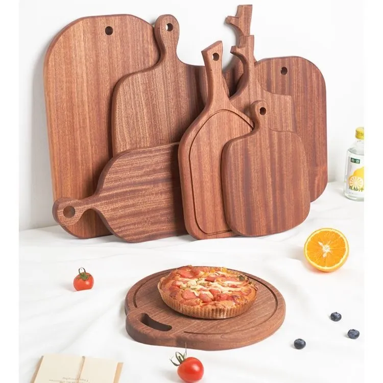 进口乌檀木实木菜板家用砧板切水果板辅食板披萨面包牛排烤肉板