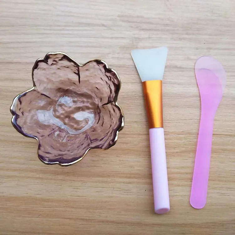 樱花玻璃碗水疗面膜护肤家用刷子搅拌硅胶刷清洁补水软头组合柔软