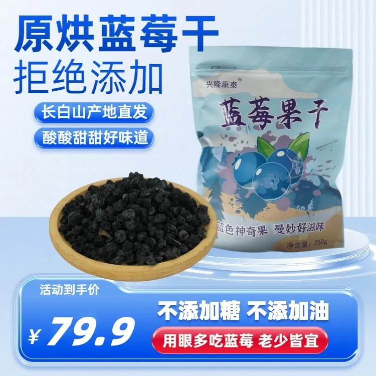 长白山特产蓝莓干无油不加糖原果烘焙250克