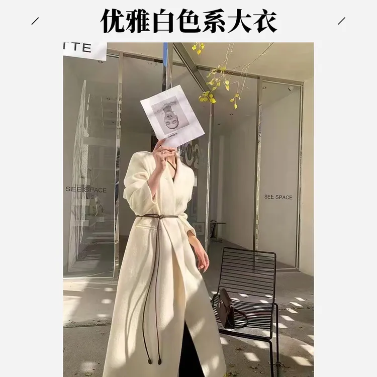 001-2002024年雅丹风时尚轻奢大衣百搭法式秋冬设计师定制款外套