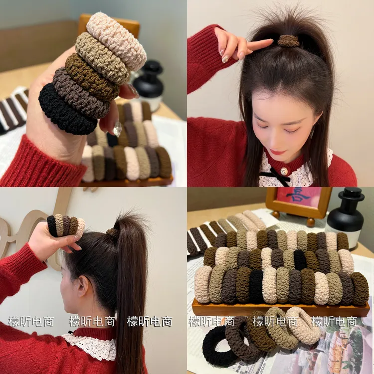 加粗加厚扎马尾丸子头简约头绳高弹力不伤发成人发绳皮筋