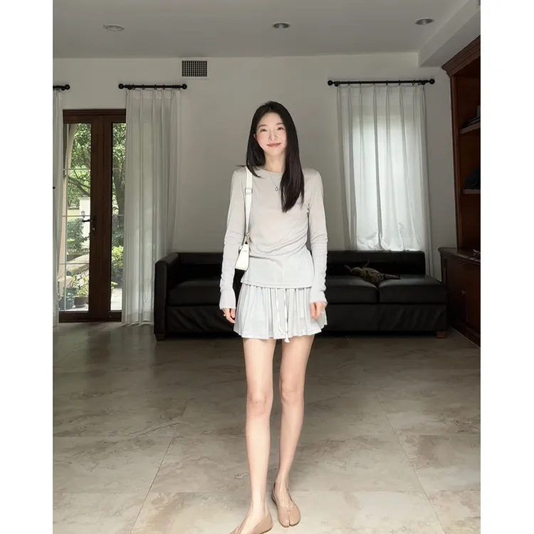 郭九九呢 莱赛尔纯欲女神芭蕾风轻薄T恤上衣百褶半裙夏G924A08721