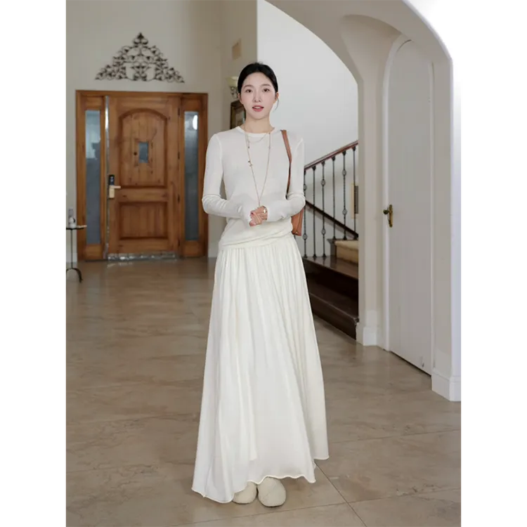 郭九九呢 羊.毛温柔风气质显瘦毛衣上衣高腰大摆半身裙G924A14791