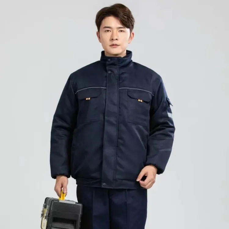 冬季加厚加绒工作服棉衣男女劳保服汽修车间工程服反光绳棉服定制