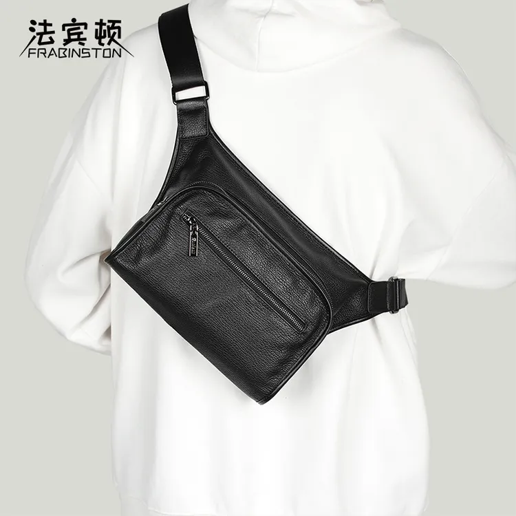 男士流行时尚休闲潮流简约百搭个性真皮单肩包斜挎包通勤包多功能