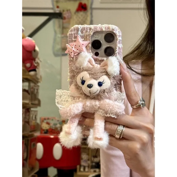 秋冬立体雪莉玫公仔适用于苹果16手机壳15新款16小众13女款14可爱