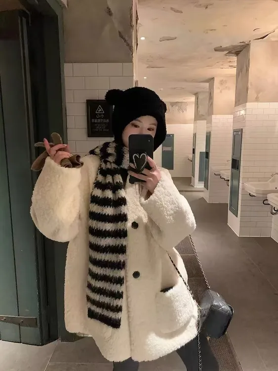 羊羔毛外套女冬季2025新款韩系宽松加厚保暖超好看毛毛上衣