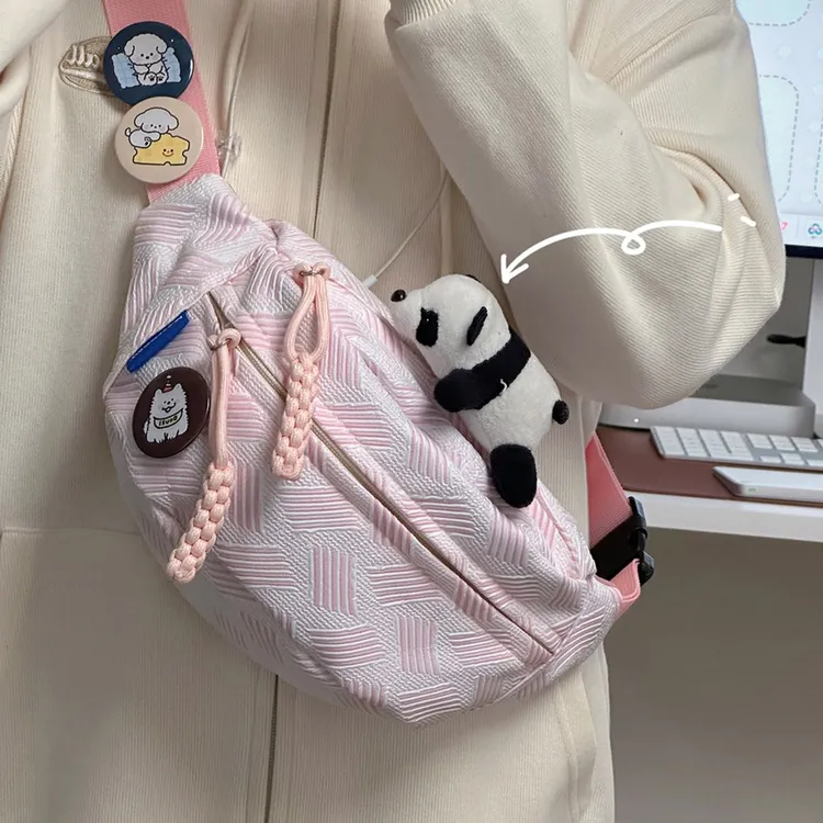 简约休闲ins风包包女 小清新森系小众学生百搭腰包斜挎包运动胸包