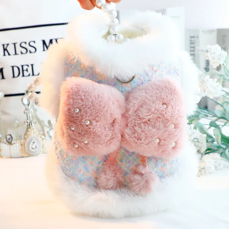 狗狗衣服秋冬装厚款猫咪公主棉衣香风毛毛牵引小型犬泰迪宠物5858