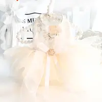 狗狗衣服夏季薄款猫咪公主裙蕾丝刺绣牵引婚纱小型犬泰迪宠物4775