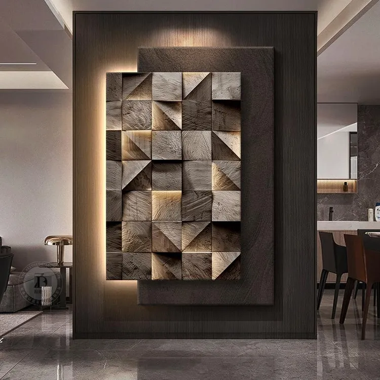 新款立体几何砂岩画玄关装饰画高级感客厅沙发背景墙挂画墙壁灯画