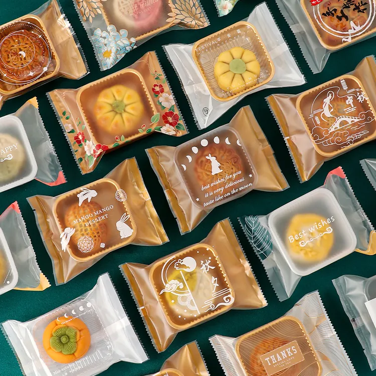 流心月饼包装袋机封袋透明加厚蛋黄酥家用中秋新款带底托50g100克