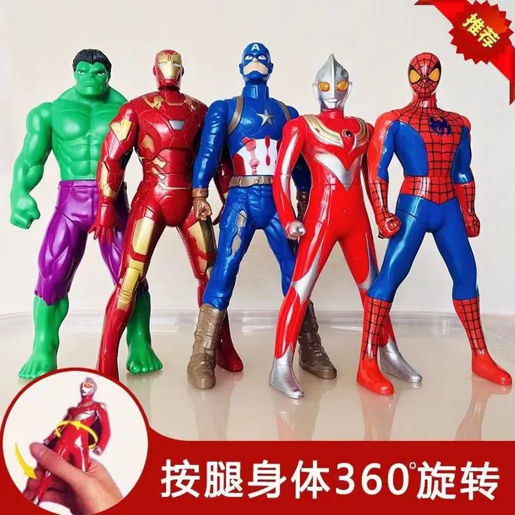 迪迦奥特曼儿童玩具可动手办  奥特曼按压旋转蜘蛛侠立体漫威全套