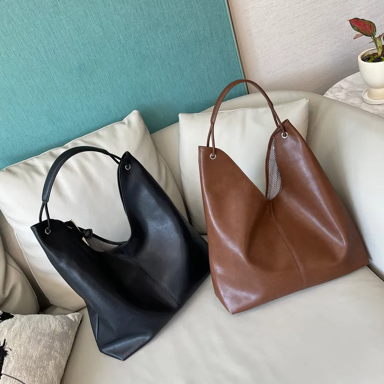 【小青家】包包女2024秋新款真皮大容量托特包小众韩版慵懒单肩腋下