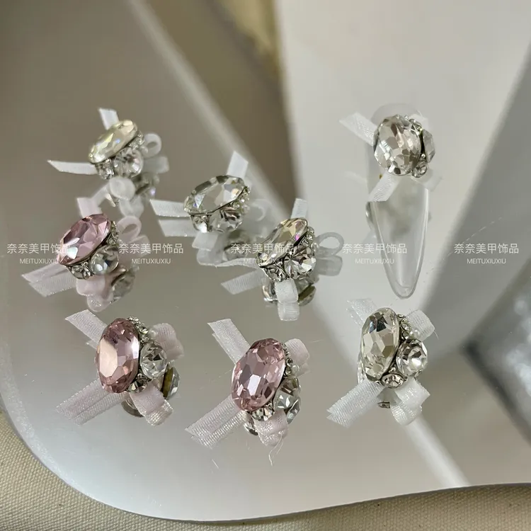 美甲饰品欧根纱蝴蝶结手工钻球成品水晶爆闪高品鸽子指甲爆款堆钻
