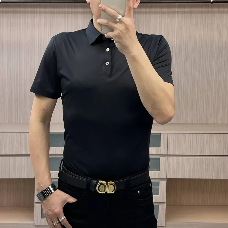 今晨优品-春夏高品简约商务修身弹力翻领Polo衫面料柔软舒适12003