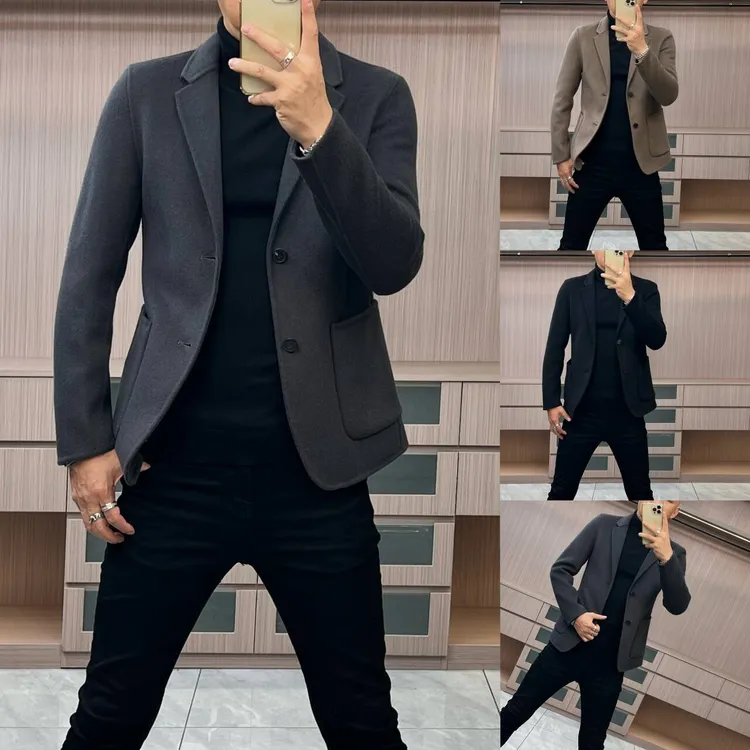 今晨优品-秋季简约商务休闲双面呢羊毛净版西服外套百搭5858