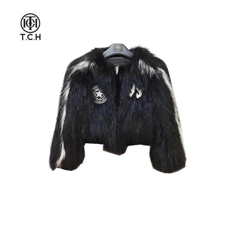 TCH服饰店播黑色银色毛毛保暖外套S69D058002