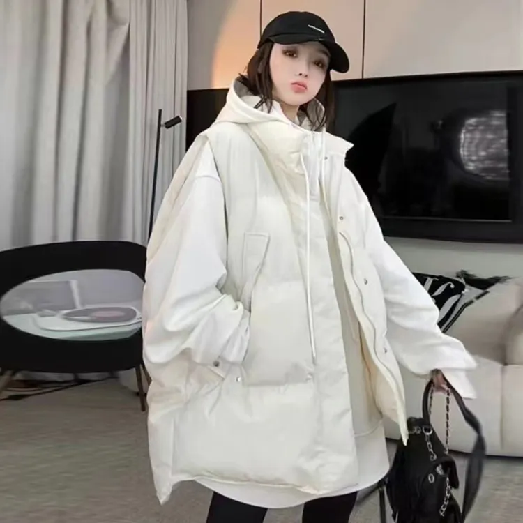 设计感立领棉服马甲女2024冬小个子外穿宽松坎肩无袖面包服外套