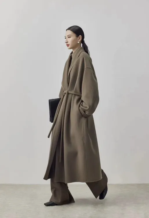 驼色长款外套双面山羊绒大衣休闲长款女士秋冬澳毛一件特价