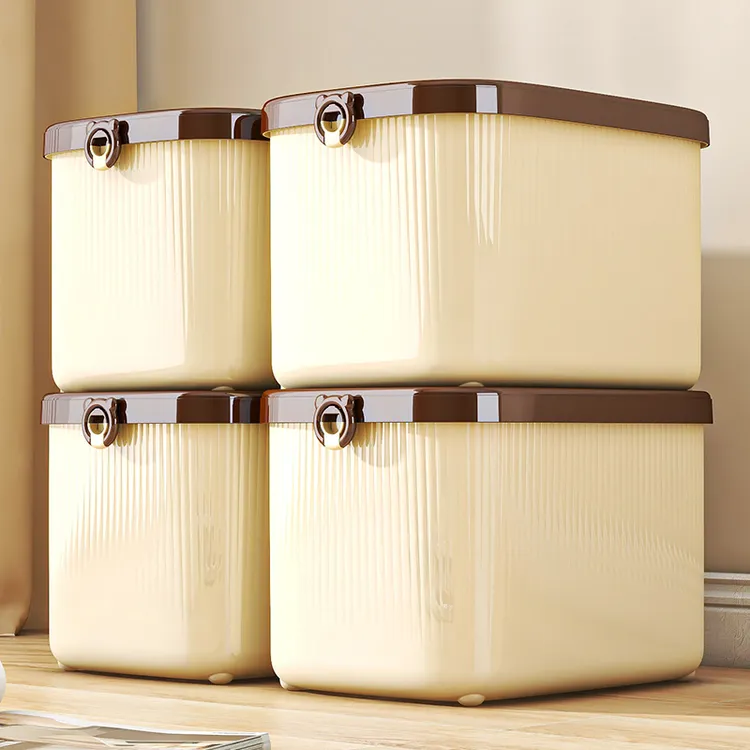 桌面收纳盒子宿舍书桌办公桌整理收纳箱长方形带盖零食玩具整理箱