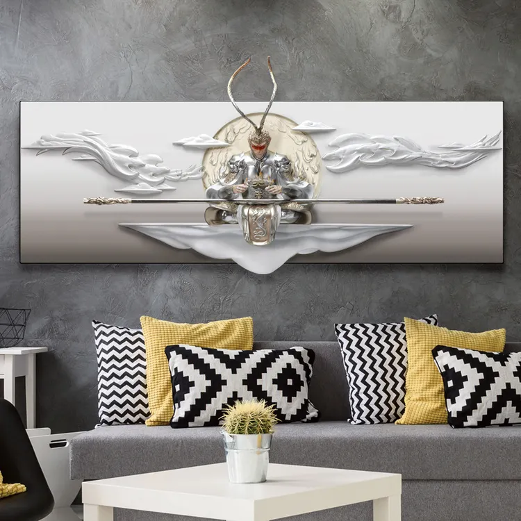 轻奢斗战胜佛浮装饰画现代玄关沙发背景墙挂画卧室3D立体壁画悟空