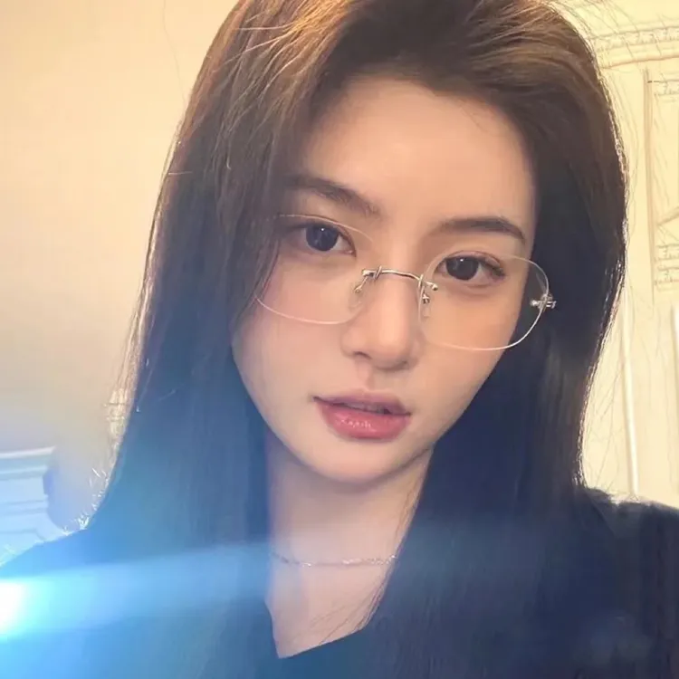 jennie同款超轻无边框眼镜女有度数近视韩版GM平光镜防辐射防蓝光