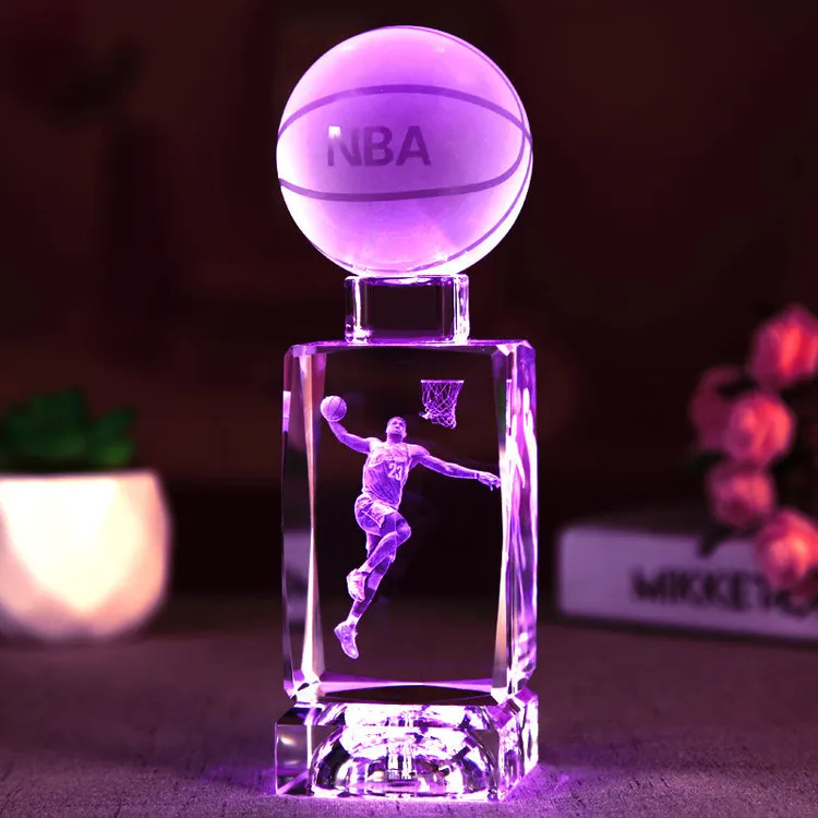 发光NBA球星手办纪念品生日礼物创意毕业水晶篮球送给男朋友兄弟